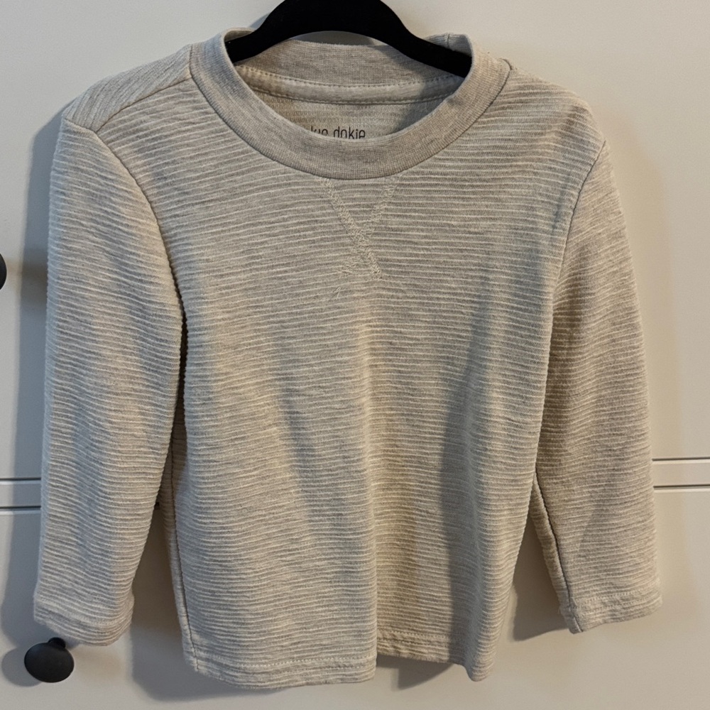 okie dokie Light Beige Ribbed Crewneck Top